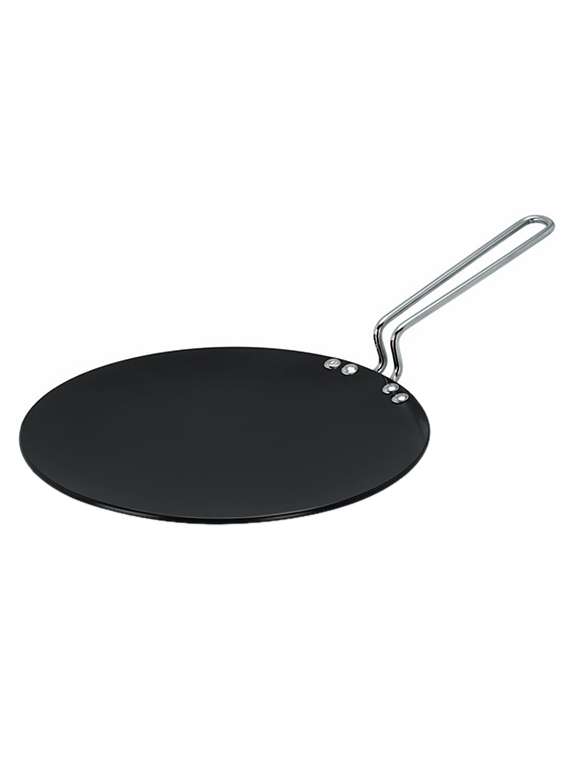 pristine concave hard anodised tawa with ss wire handle (26 cm)