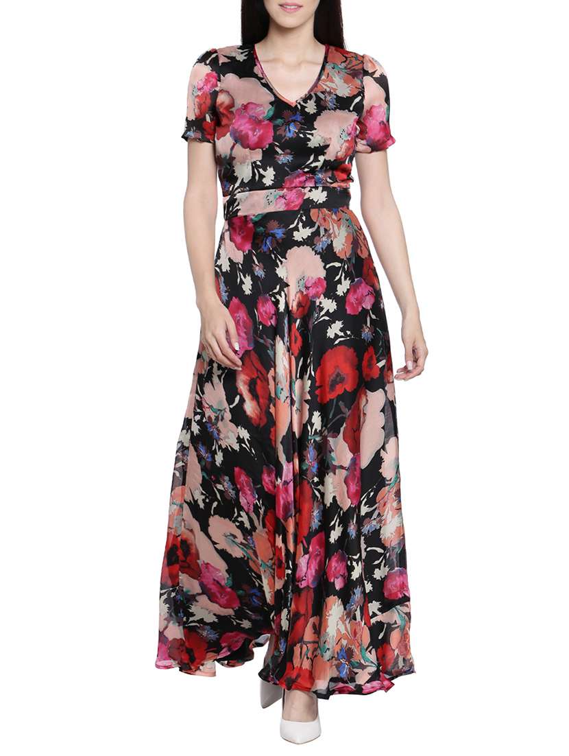  v neck floral maxi dress 