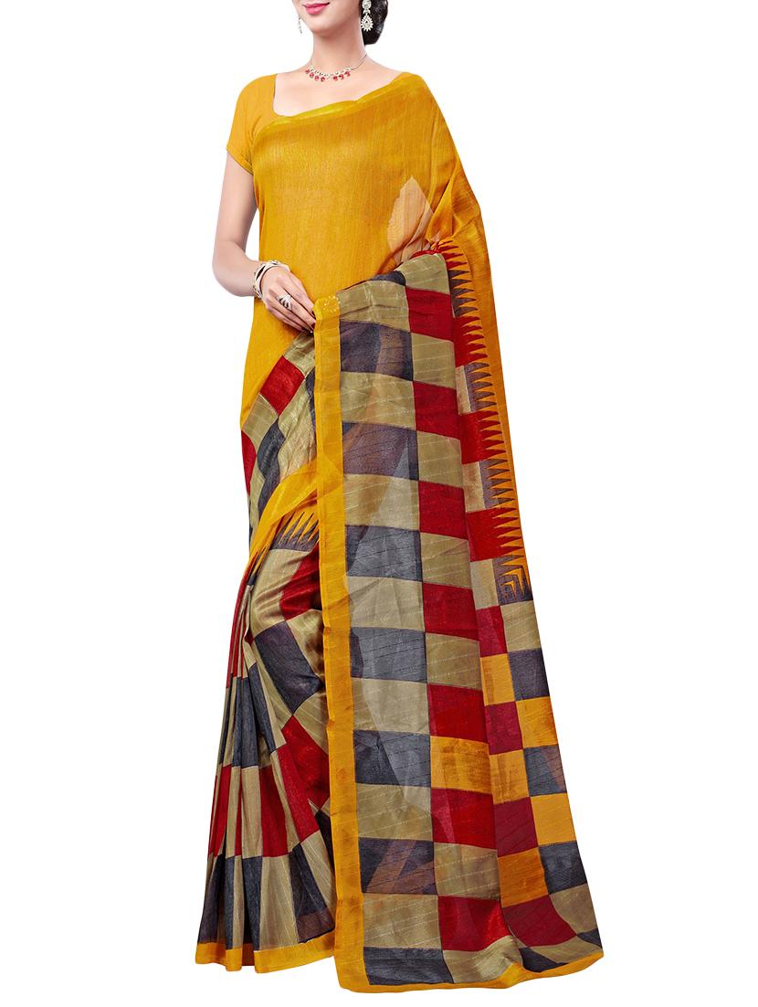 Geometrical printed saree with blouse