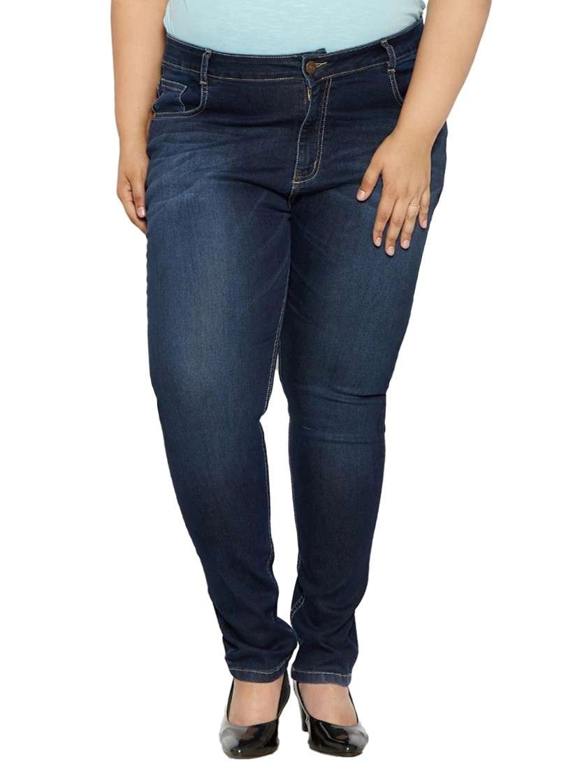 dark blue mid-rise denim jean