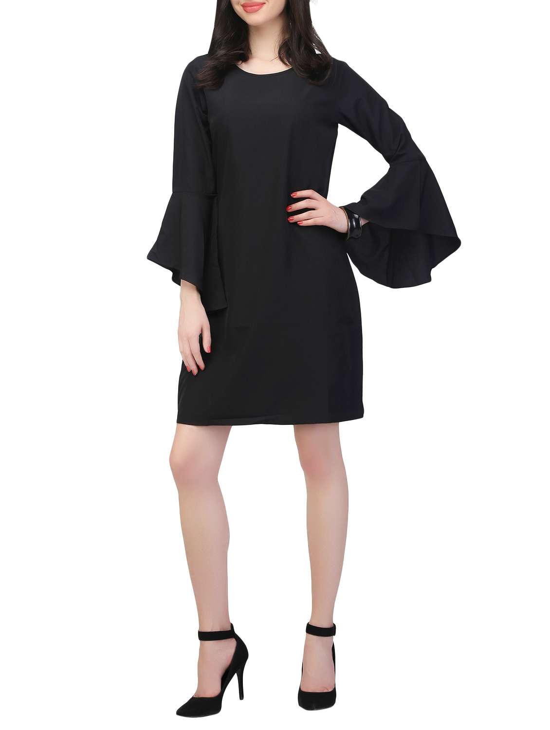 black crepe shift dress