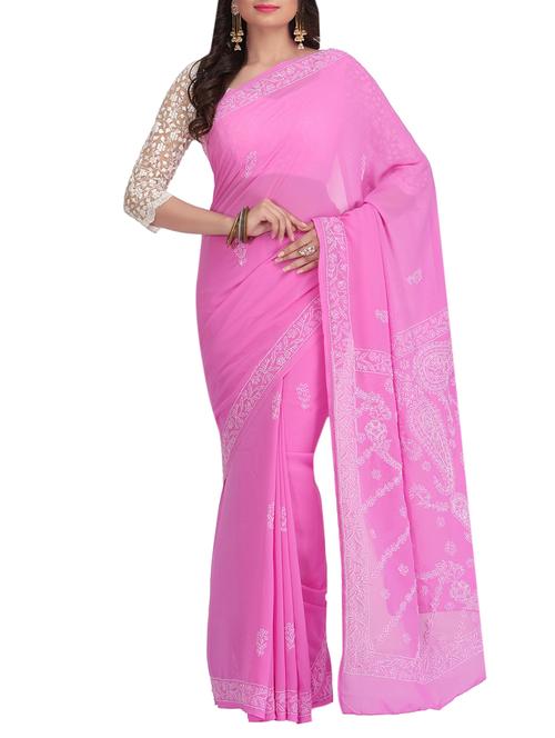 women's embroidered saree with blouse - 13757371 - Standard Image - 0