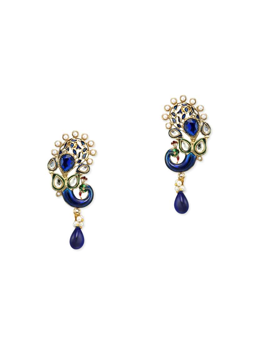 gold zinc meenakari earrings