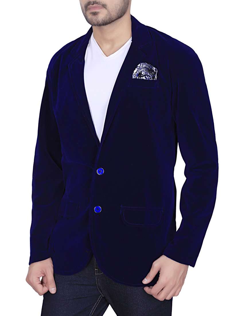 dark blue velvet casual blazer - 13764009 -  Standard Image - 1