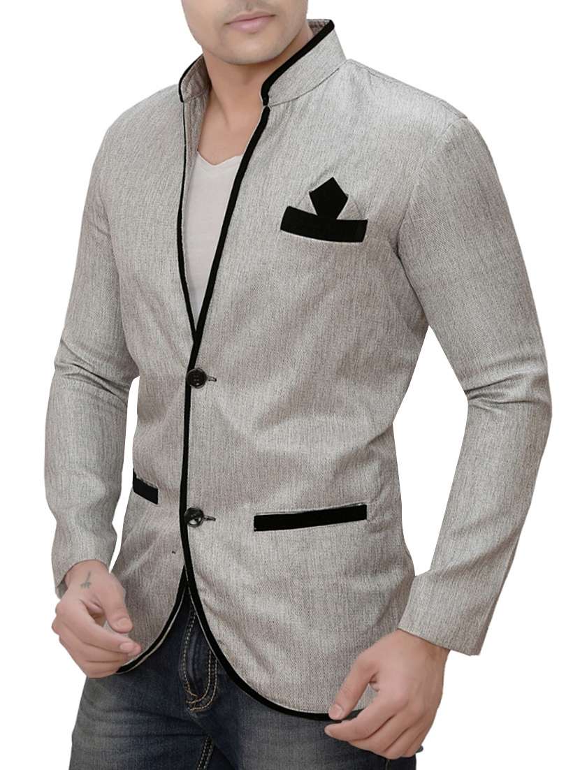 silver cotton blend casual blazer - 13764014 -  Standard Image - 1