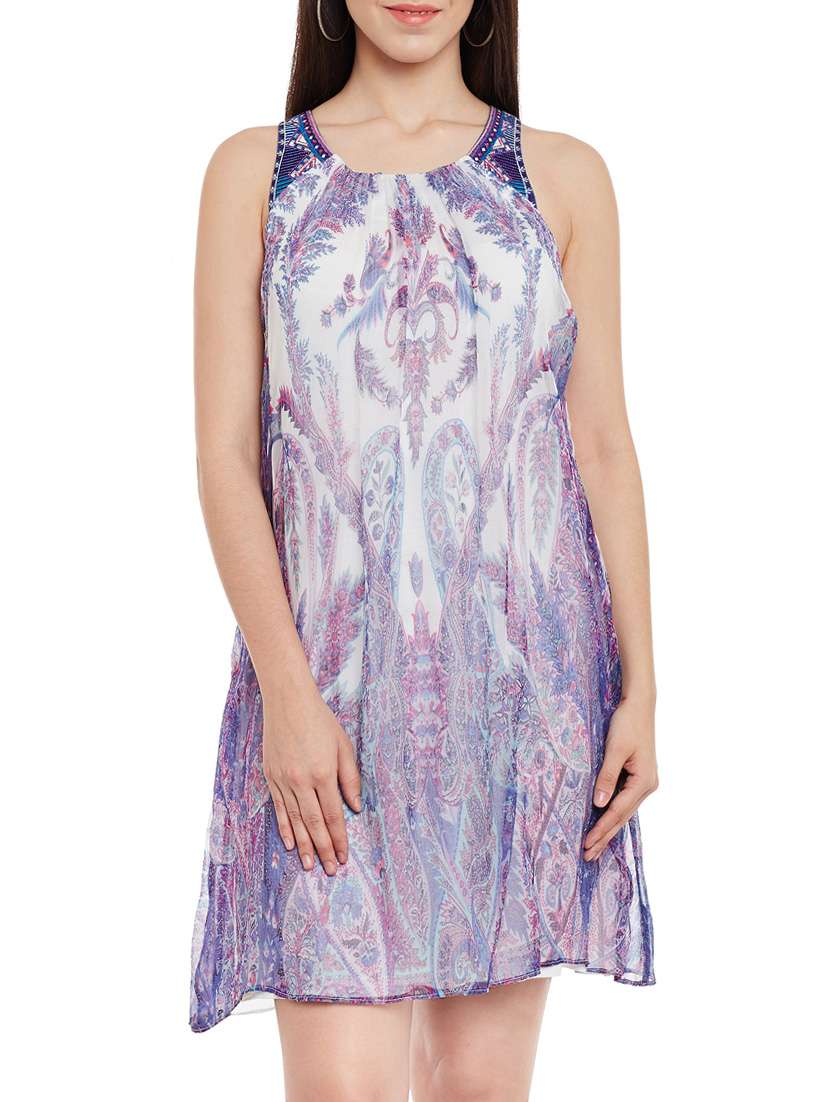 white viscose a-line dress