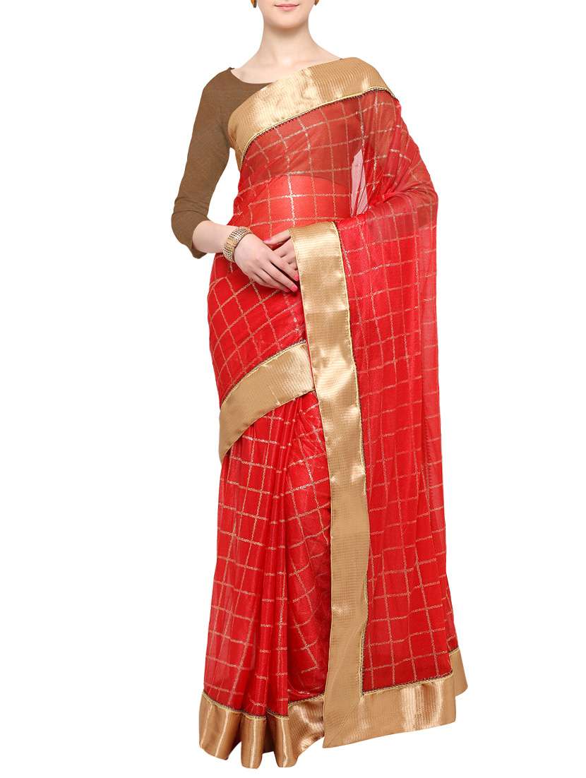 red woven saree with blouse