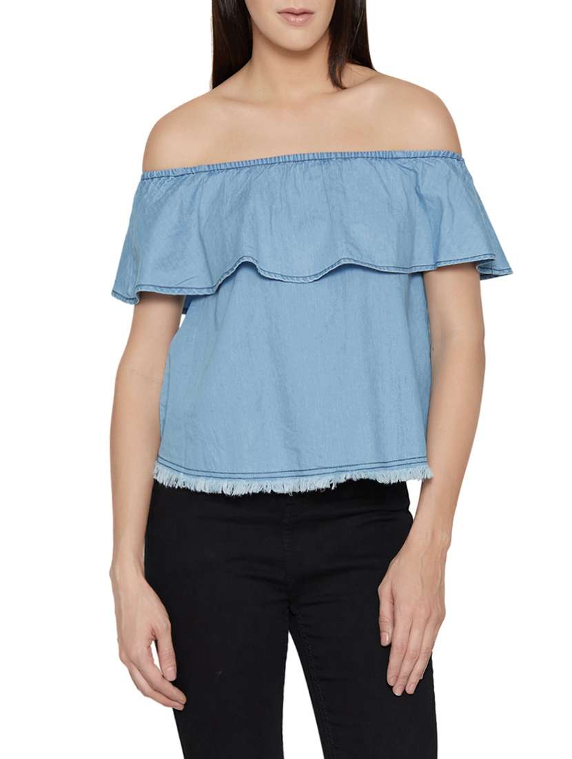 light blue denim regular top