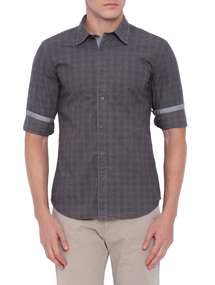 grey cotton casual shirt