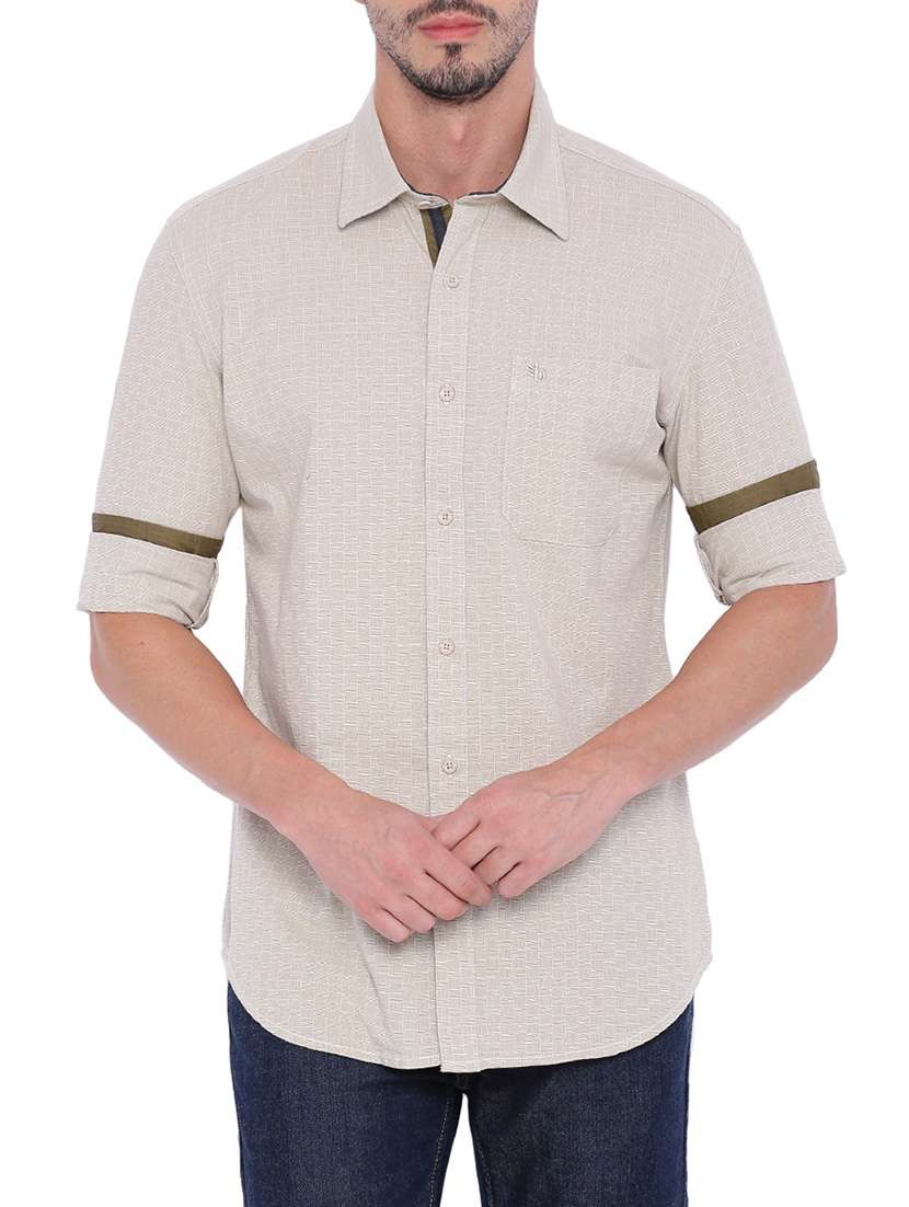 beige cotton casual shirt