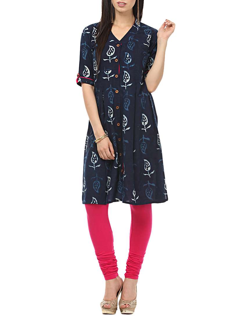 indigo cotton straight kurta