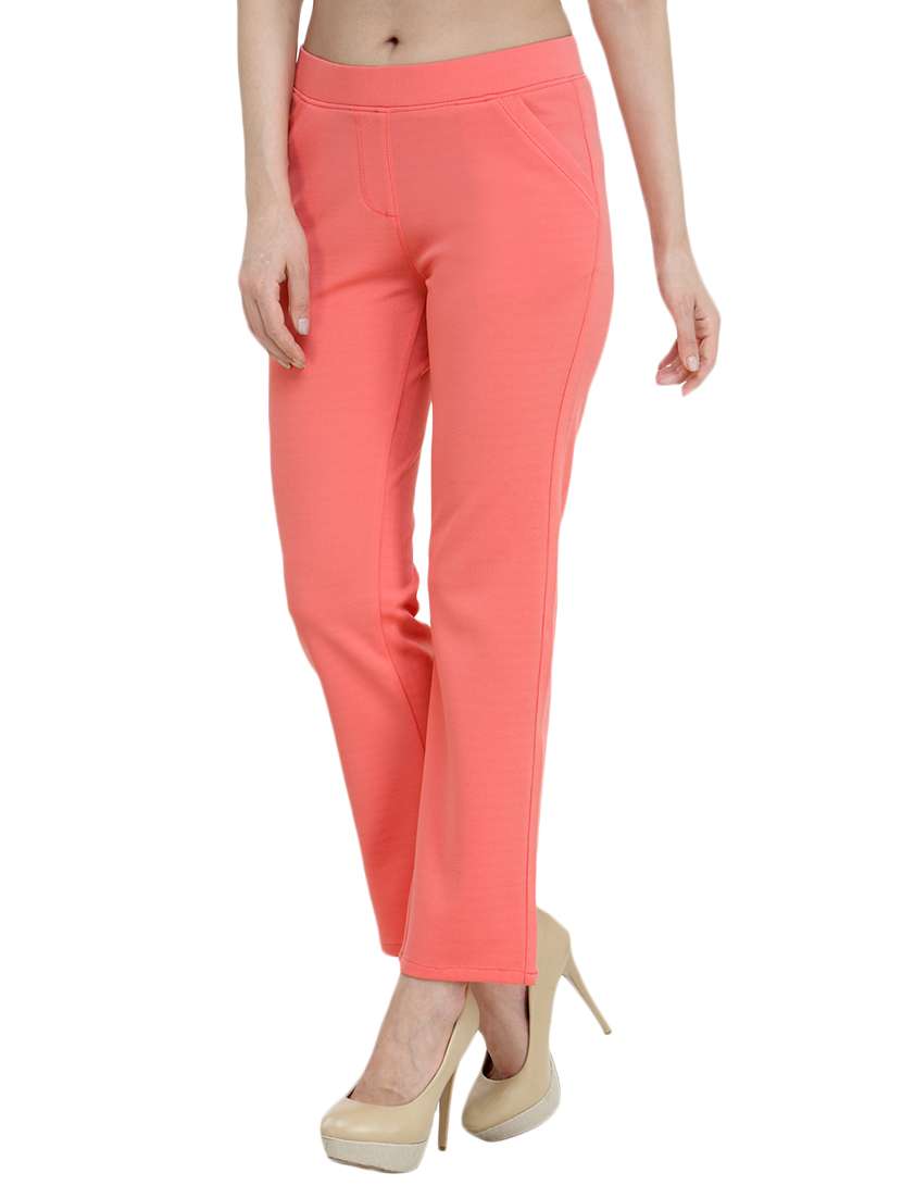 orange cotton flat front trouser - 13773084 -  Standard Image - 1