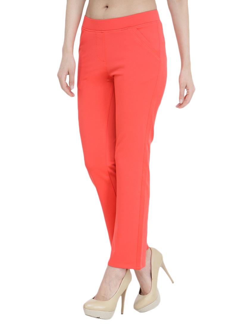 women solid mid rise cigarette pant  - 13773085 -  Standard Image - 1
