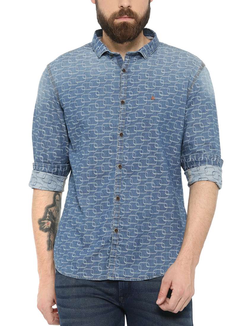 blue denim casual shirt