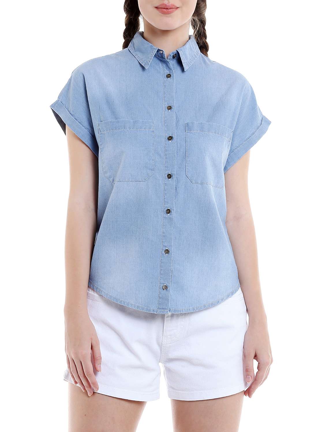 blue denim shirt