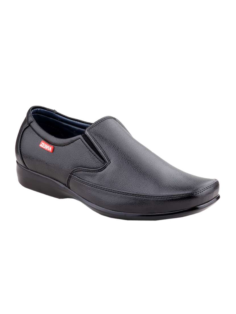 black leather formal slip on