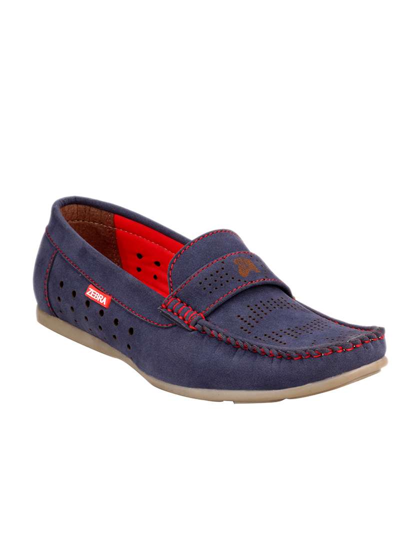 blue leatherette slip on loafer