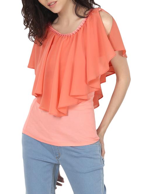 women's ruffle round neck top - 13774494 -  Standard Image - 0