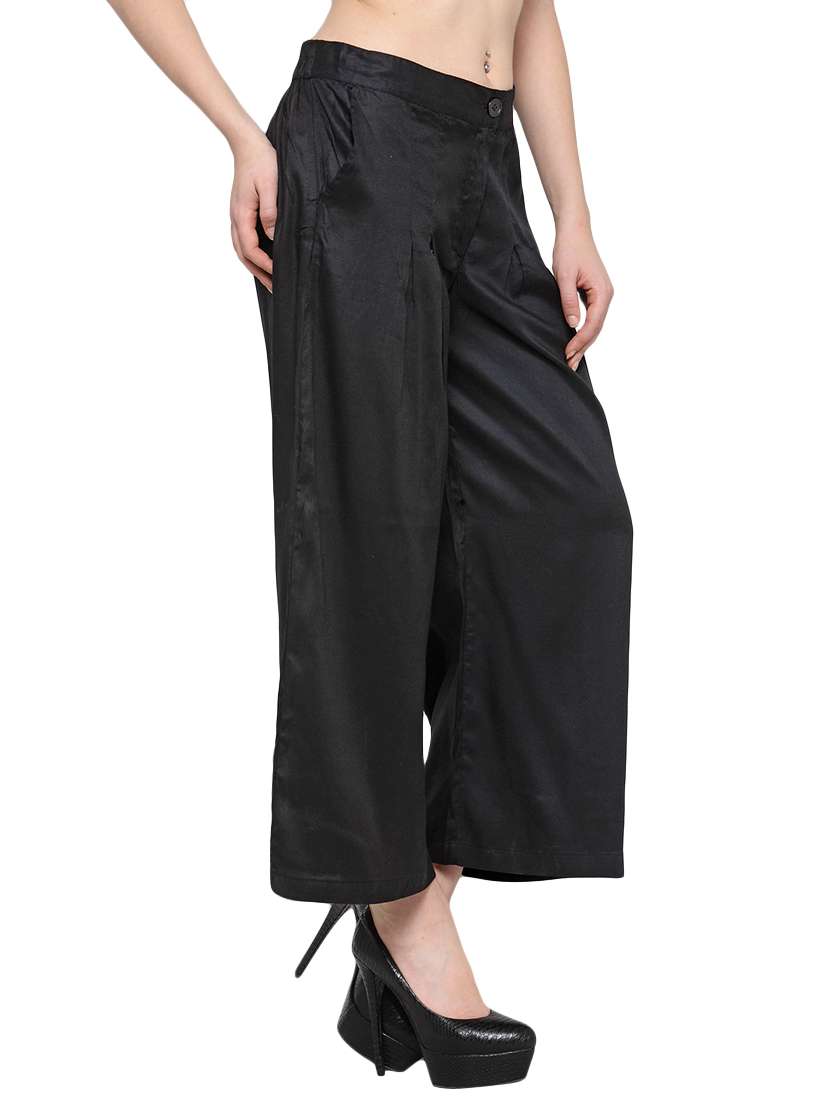 black viscose palazzos - 13778141 -  Standard Image - 1