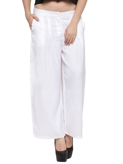 white viscose palazzos - 13778142 - Standard Image - 0