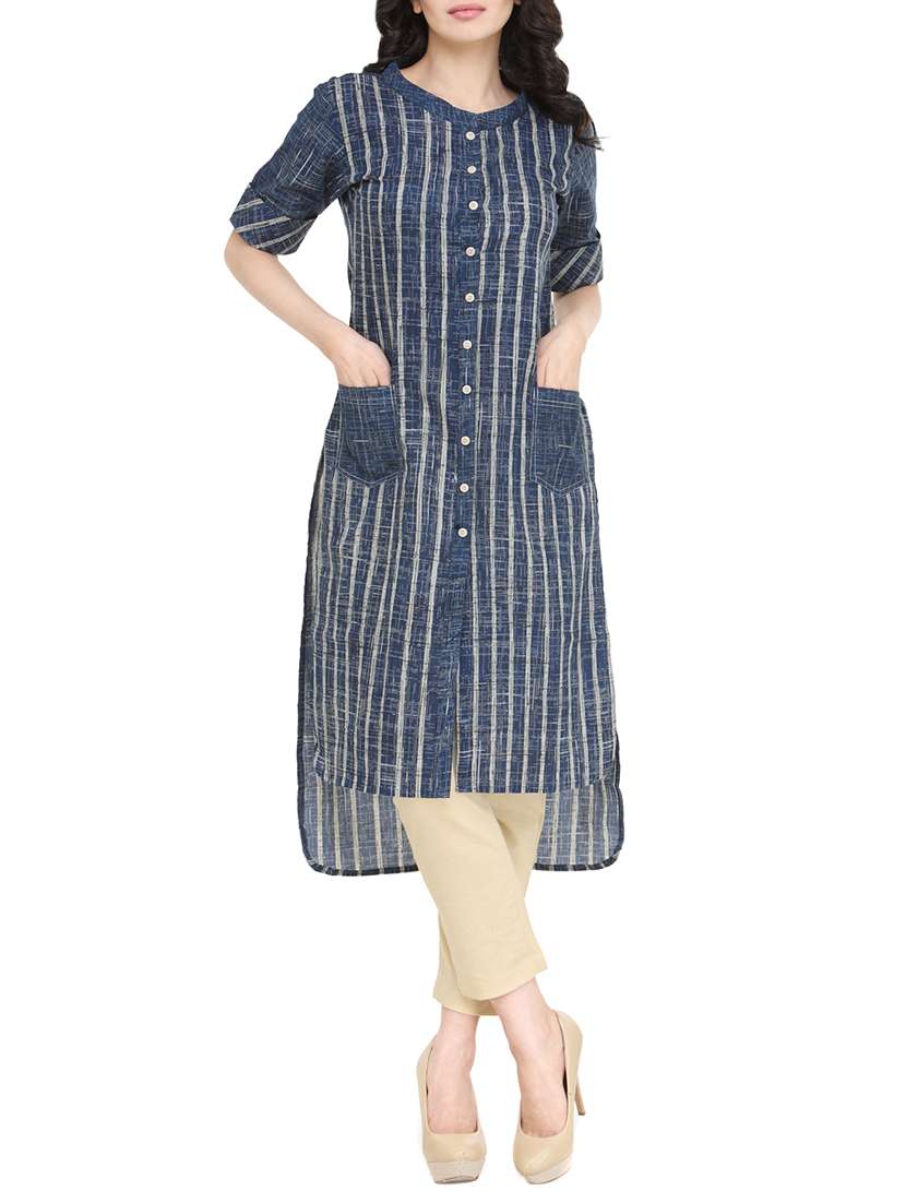 printed high-low kurta