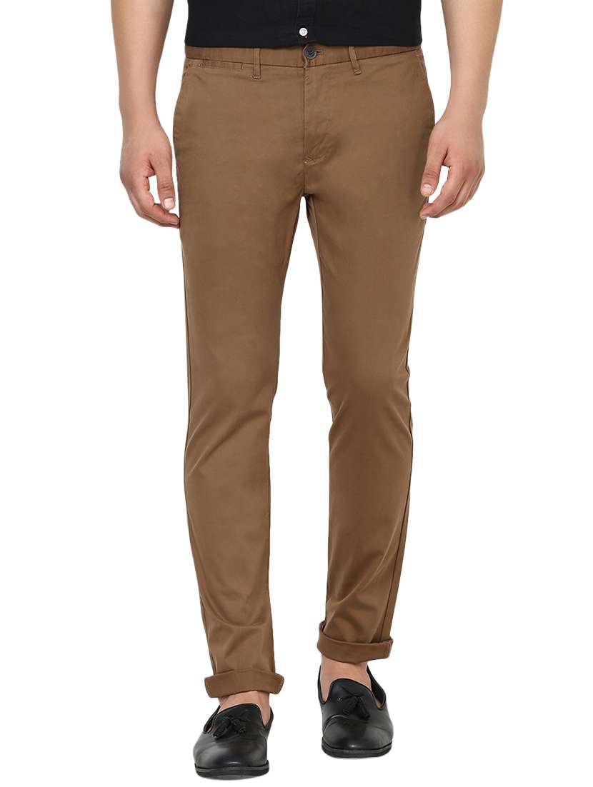brown cotton chinos casual trousers