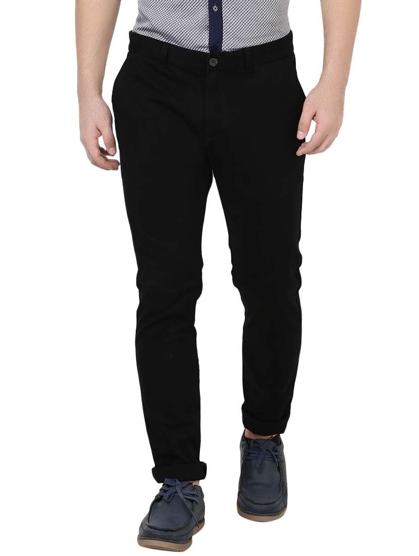 black cotton chinos casual trousers