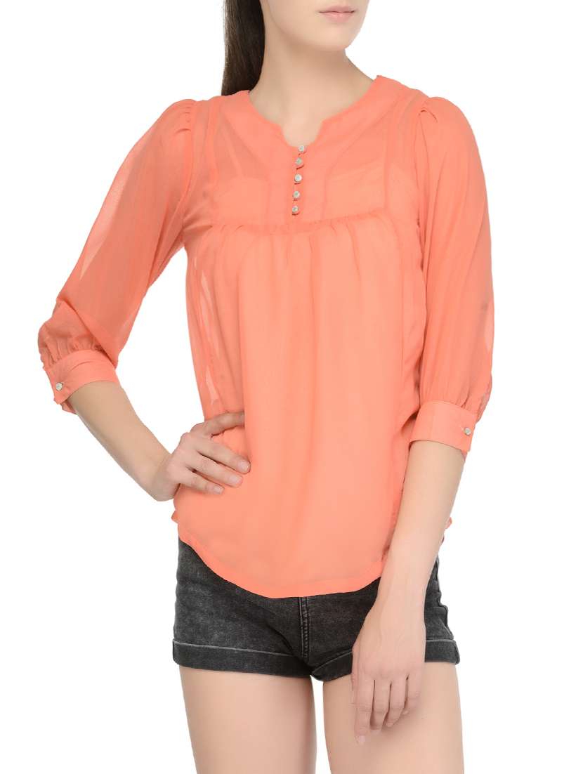 orange georgette regular top