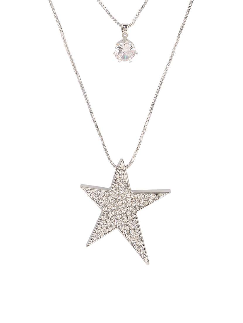 silver metal long necklace