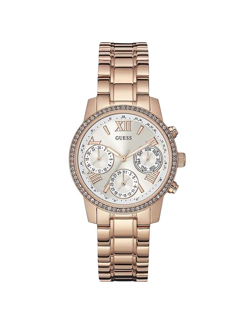 guess white dial chronograph watch for women - w0623l2