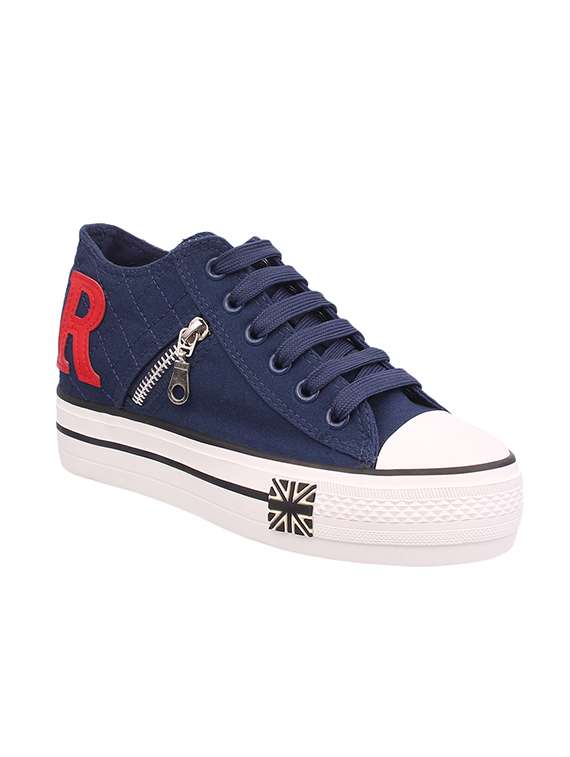 blue lace-up sneaker