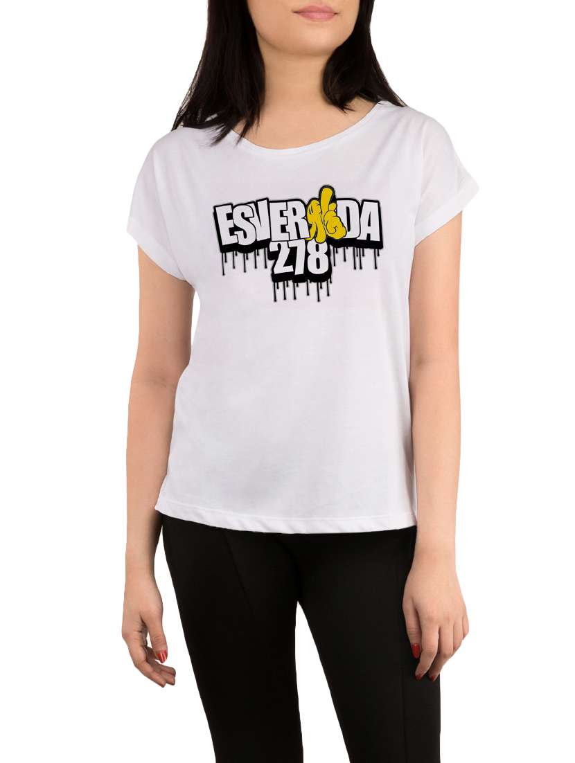 white printed regular tee