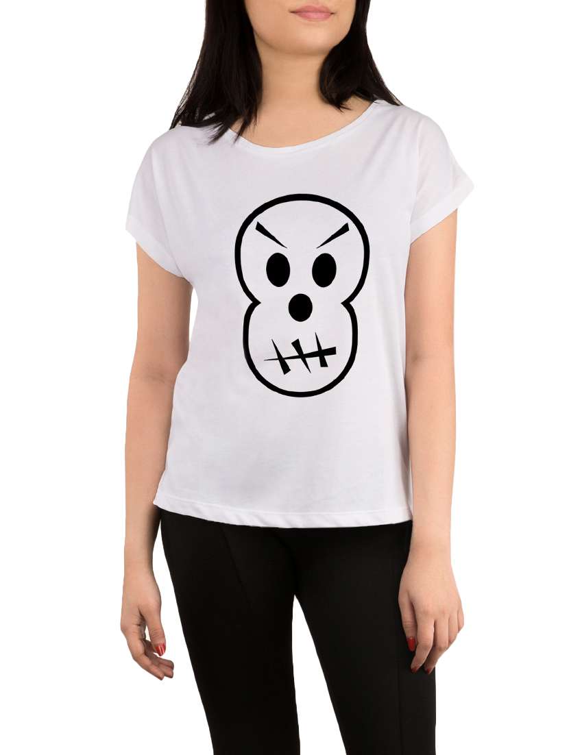 white printed regular tee