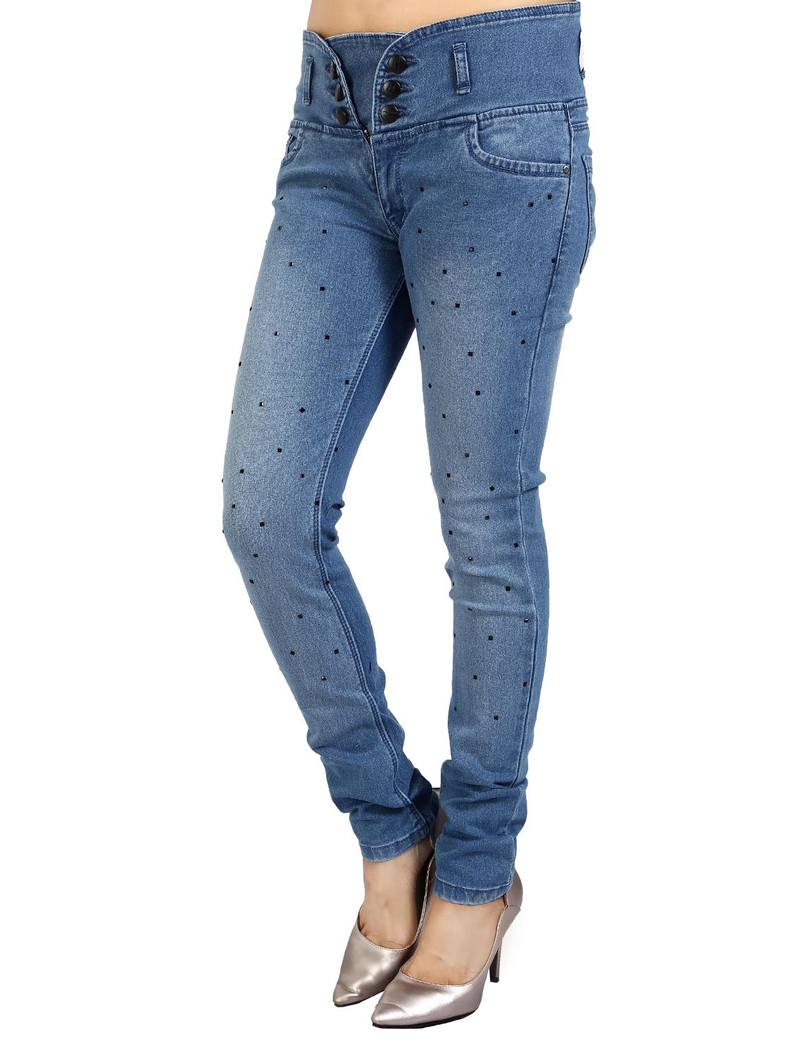light blue embellished denim jeans - 13802607 - Standard Image - 1
