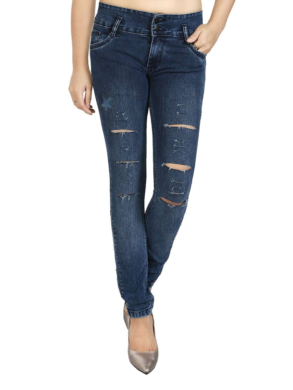 women's distress slim fit jeans