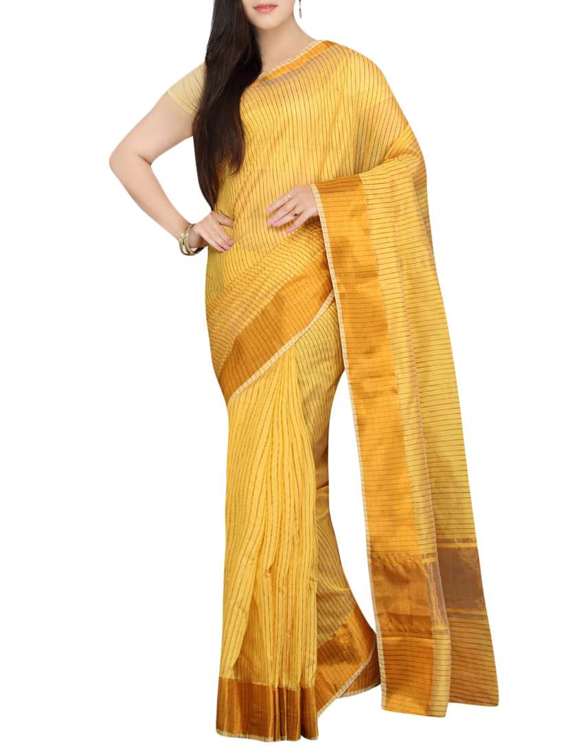 beige cotton silk woven saree with blouse