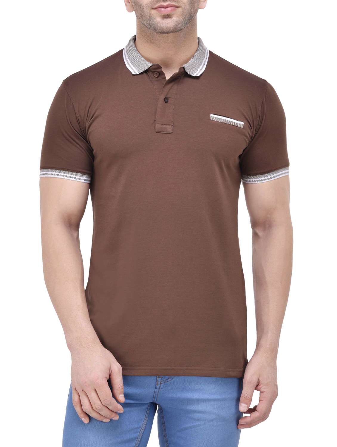brown cotton pocket t-shirt