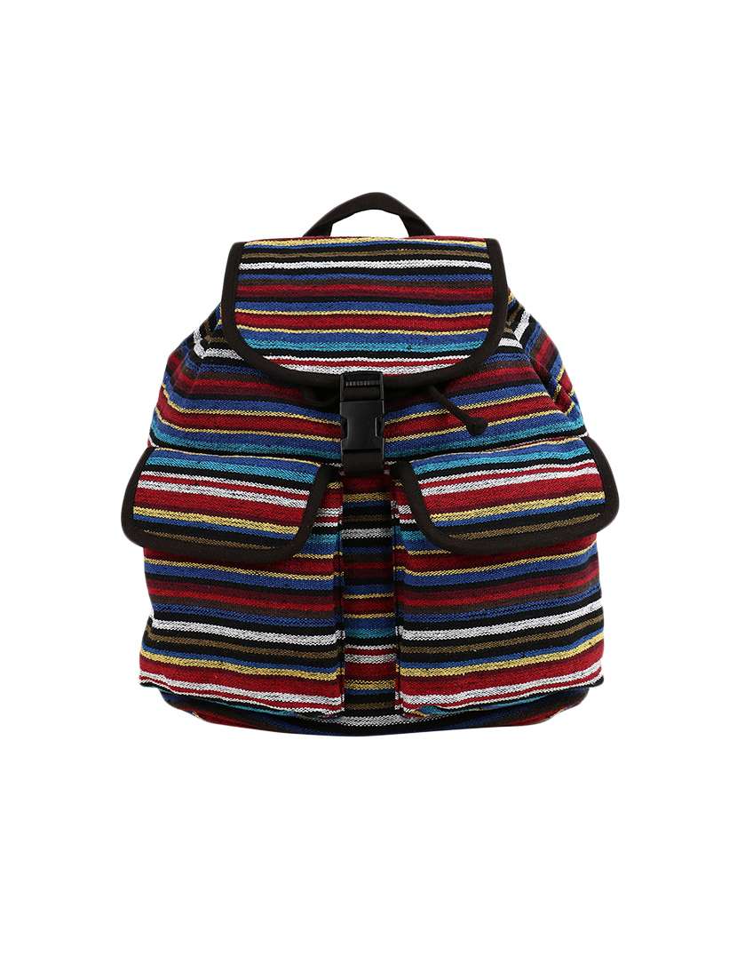 multi colored canvas backpack