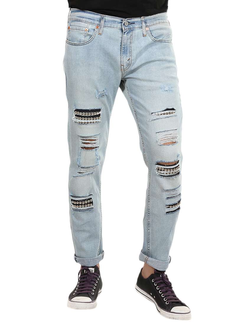 blue denim ripped  jeans