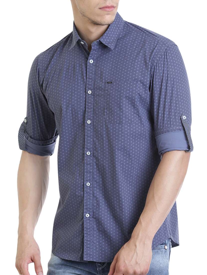 blue cotton casual shirt