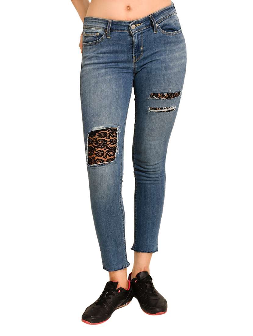 blue distressed denim jean
