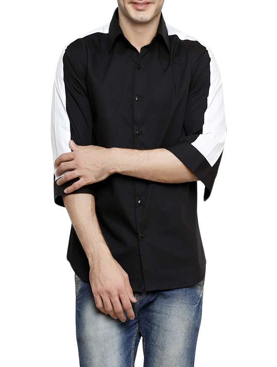 black color block casual shirt