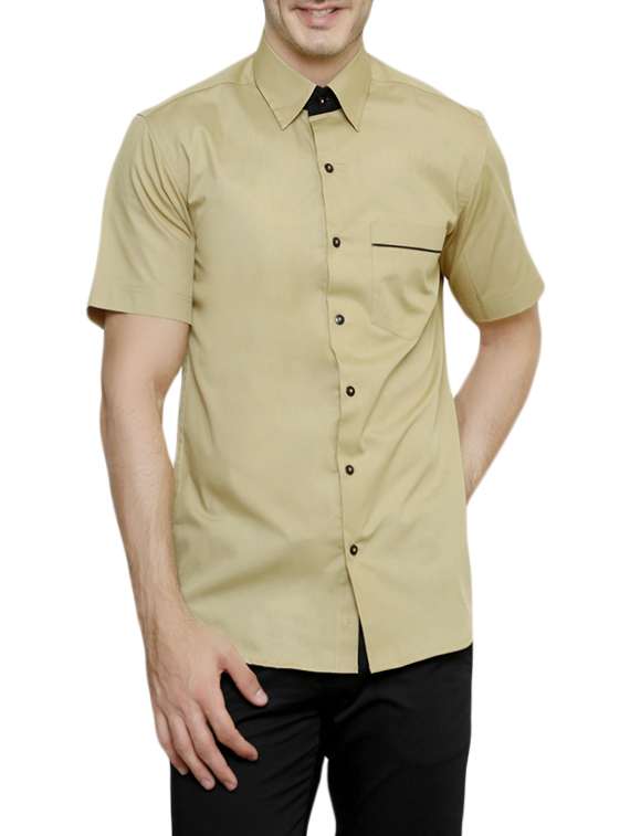beige solid casual shirt