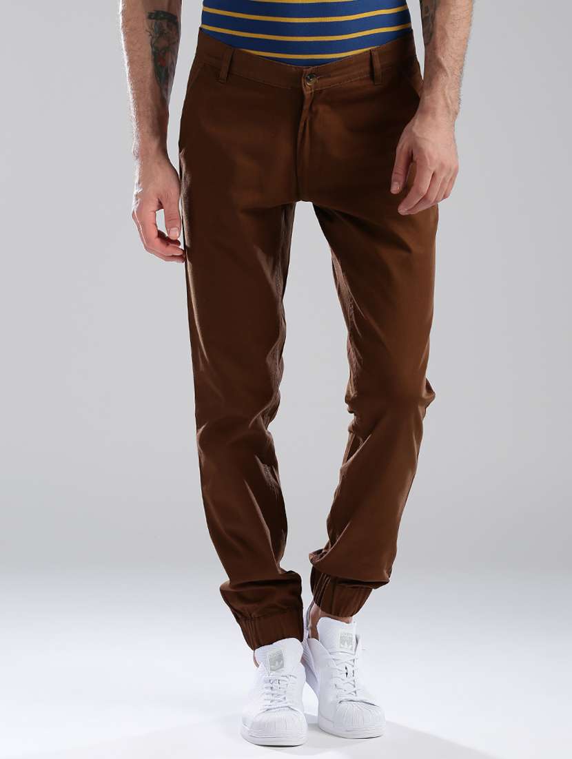 brown cotton joggers