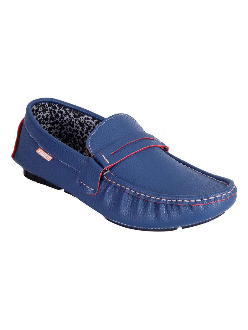 blue leatherette slip on loafer