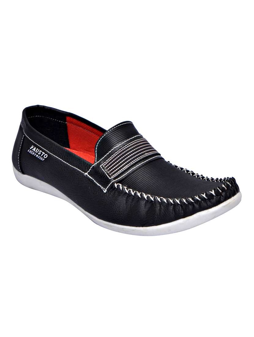 black leatherette slip on loafer