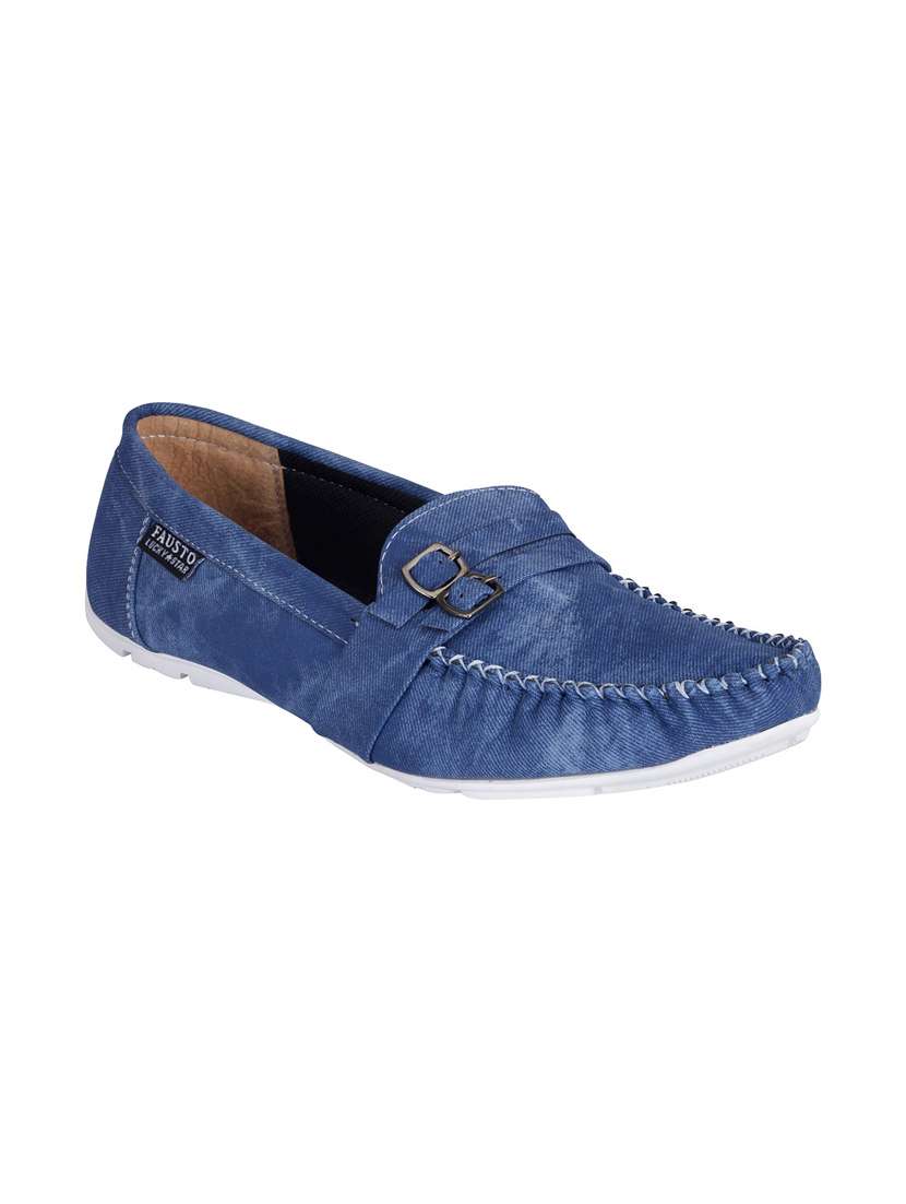blue denim slip on loafers