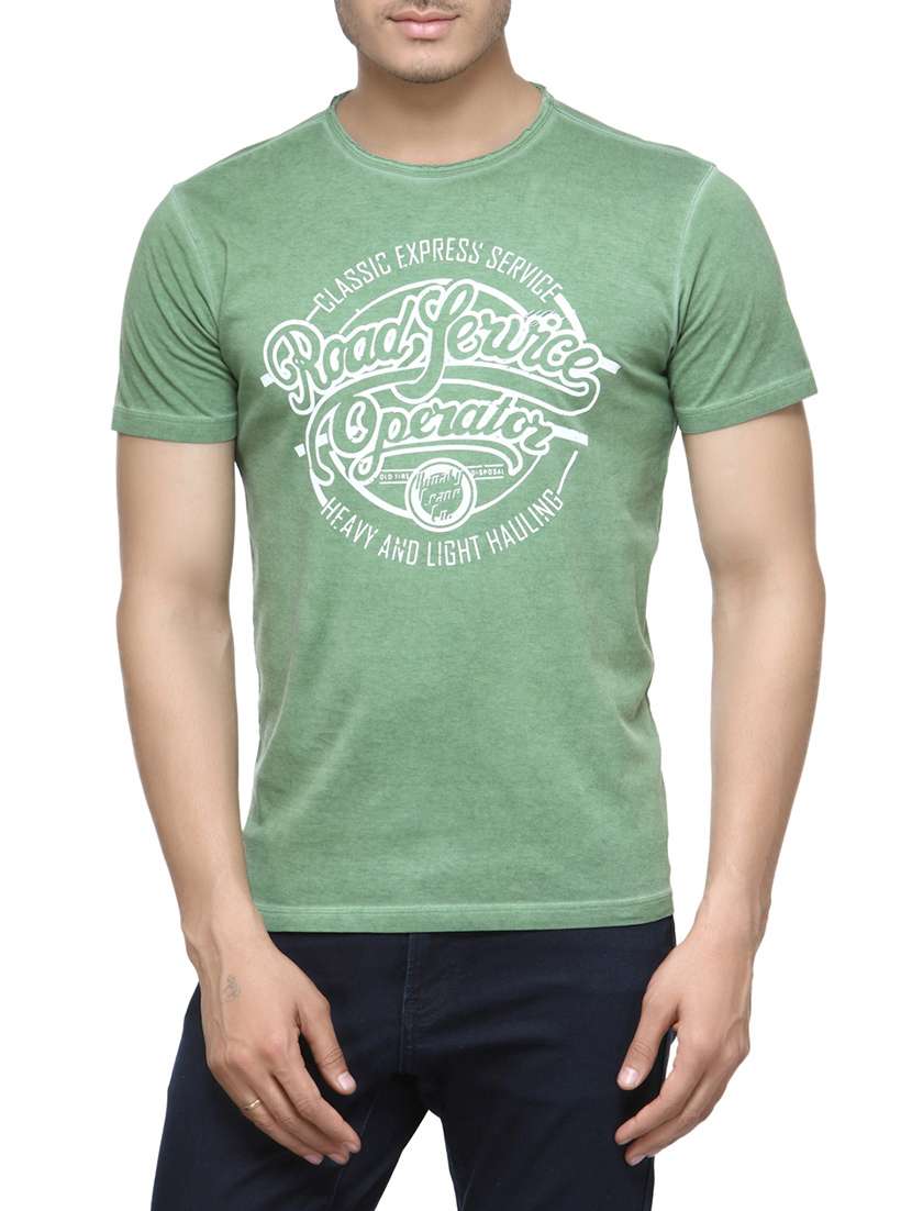 green cotton chest print tshirt