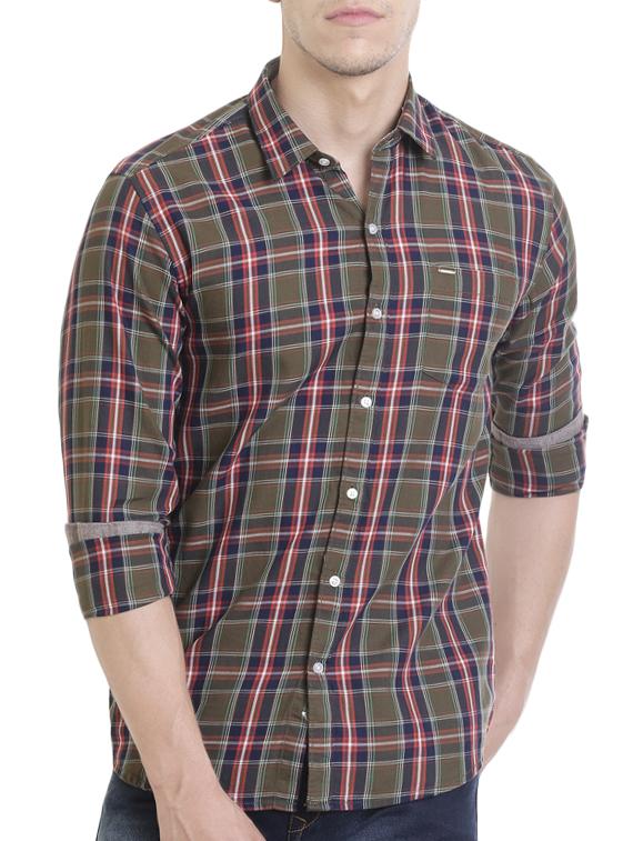 brown cotton casual shirt