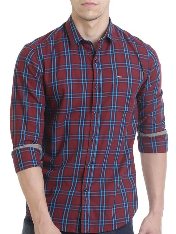 maroon cotton casual shirt